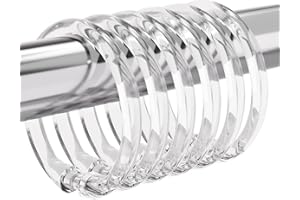 Amazer Plastic Shower Curtain Rings, 24 Pcs Shower Curtain Hooks, O Shape Clear Shower Curtain Hooks Rings, Easy to Snap Closure, Shower Hooks for Shower Curtain and Liner Bathroom