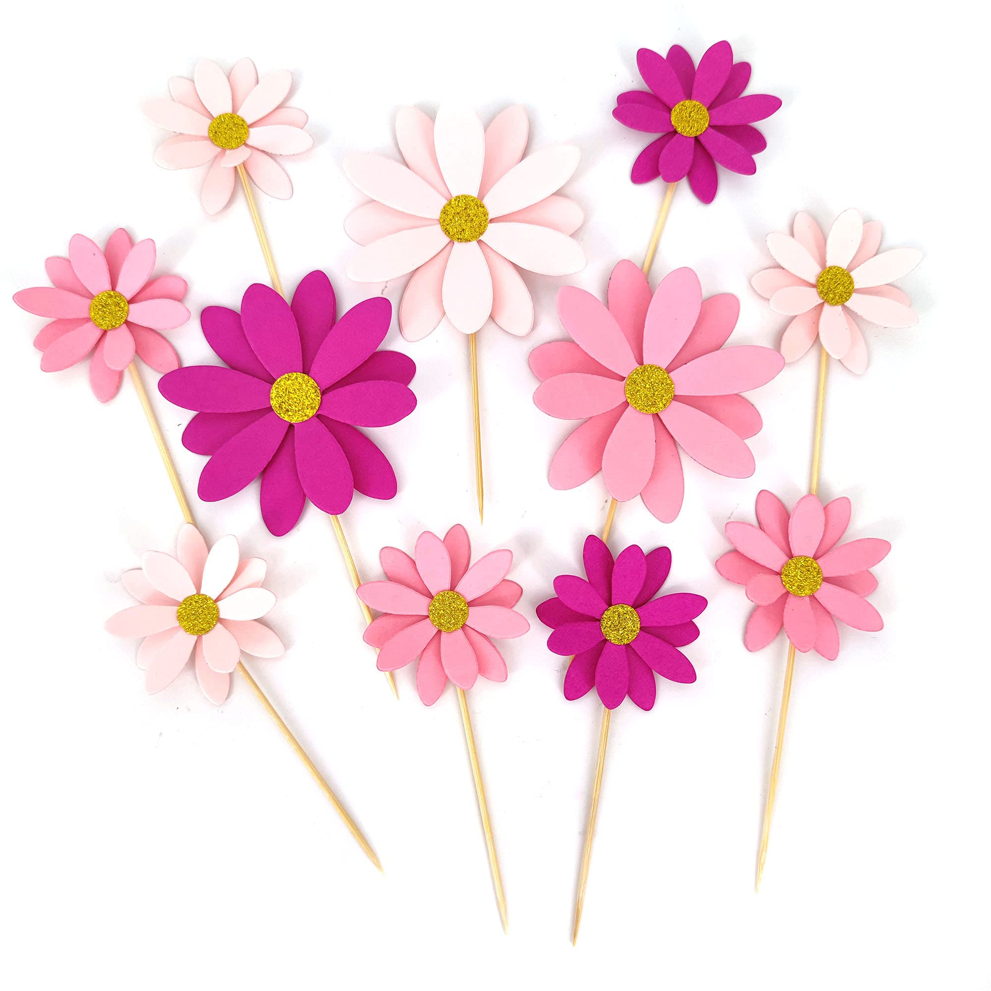 Photo 1 of Mybbshower Blush Pink Daisy Party Picks Cupcake Toppers Toothpicks Food Picks Girls Baby Shower Birthday Party Decorations Pack of 24