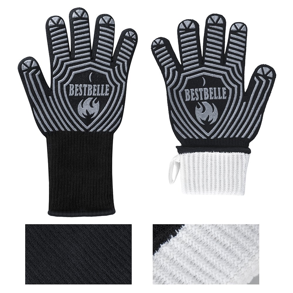 EN407 Certified-Man&Lady Sizes For Choice- BBQ Grill Gloves-932°F Extreme Heat Resistant Non-slip Kitchen Oven Mitts- Top Class Barbecue Gloves-For Cooking, Grilling, Baking(2 gloves included)
