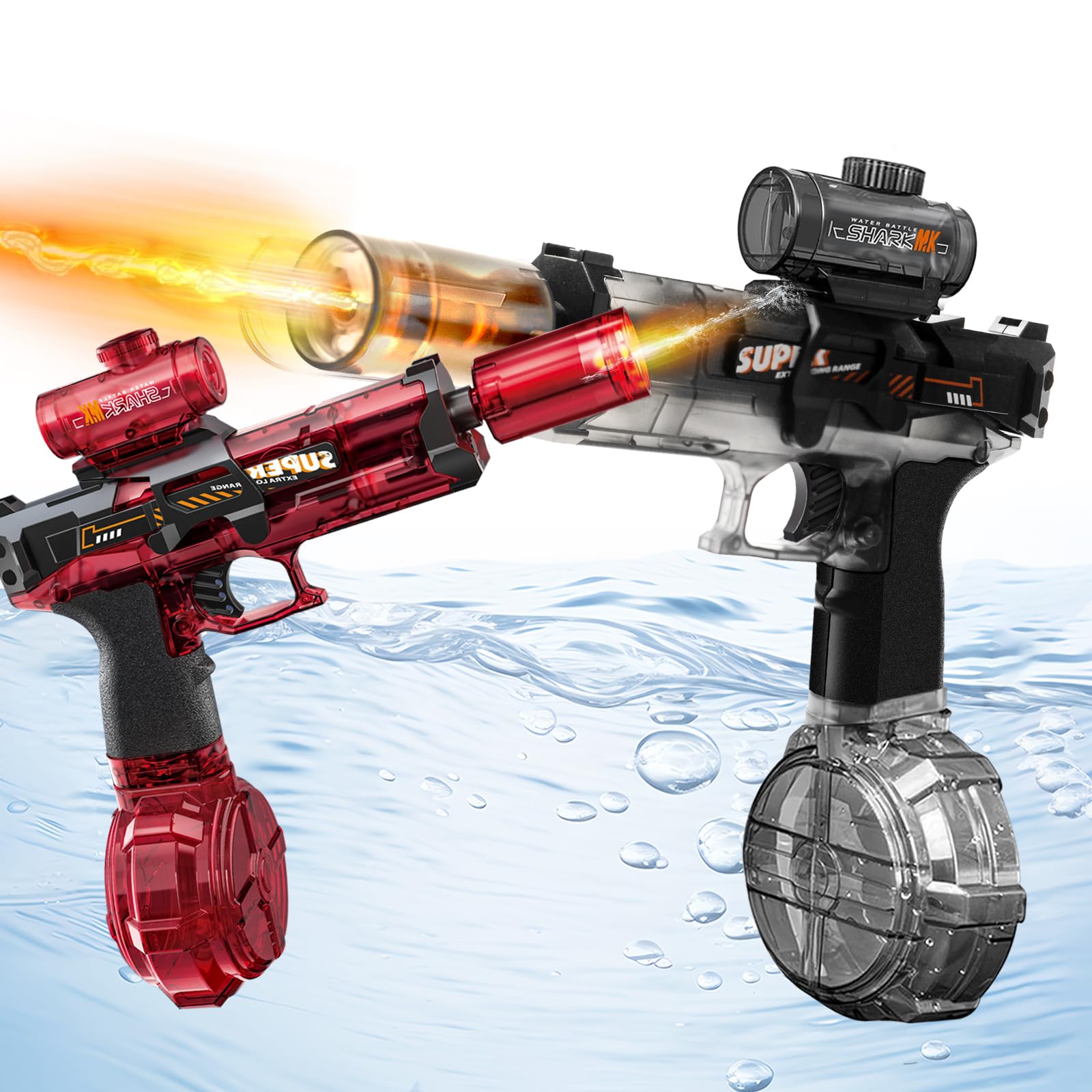 2 Pcs Electric Water Gun,Automatic Water Gun Pistols,Rechargeable Electric Water Pistol With Multifunctional Light Effects,Long Range Motorized Water Guns for Boys Girls Children Adults