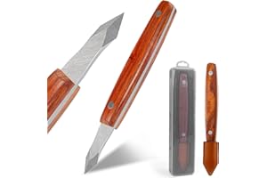 Woodworking Marking & Scribing Knife with High-Carbon Steel Double-Bevel Blade, Ergonomic Wooden Handle & Premium Leather She