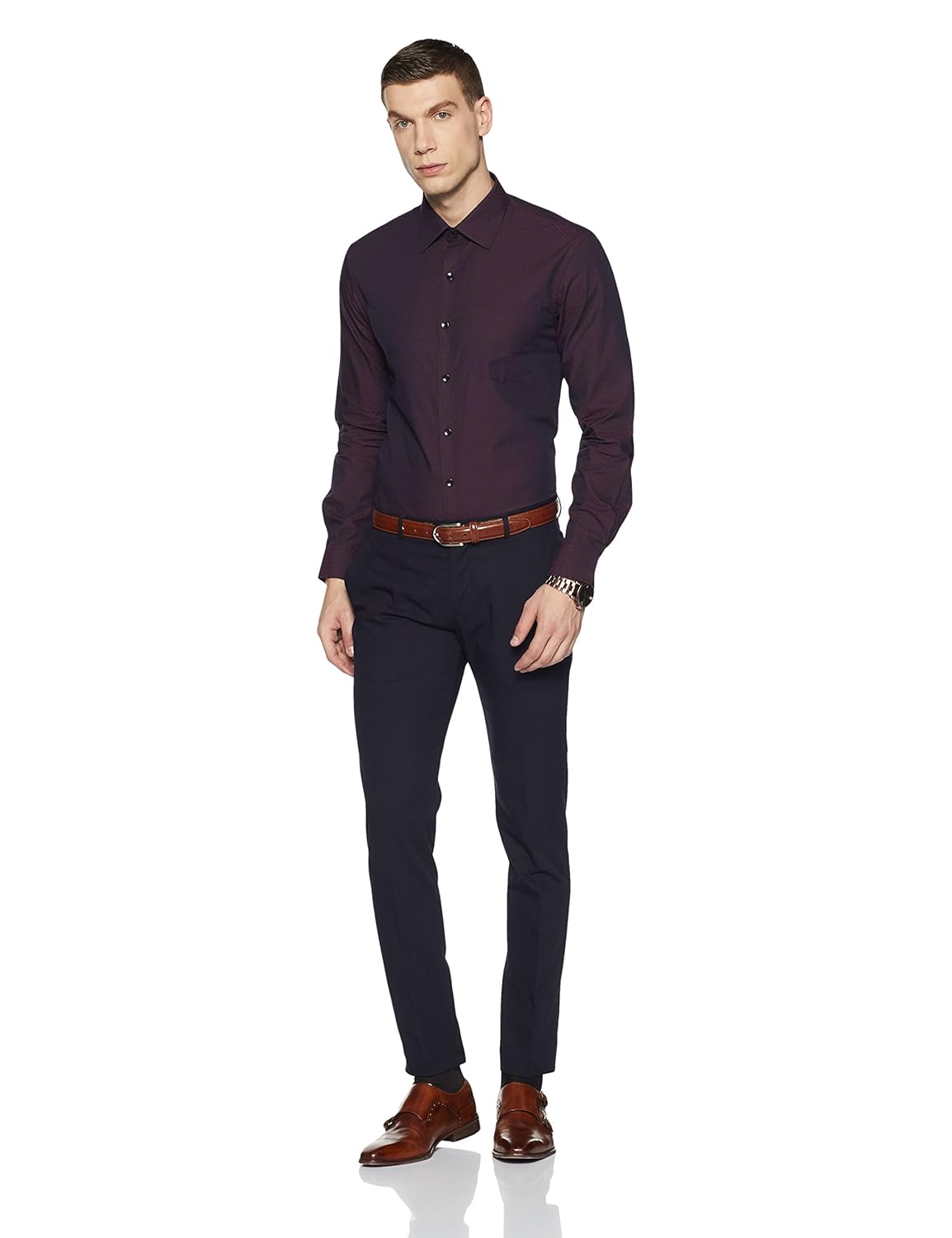 arrow men's plain slim fit formal shirt