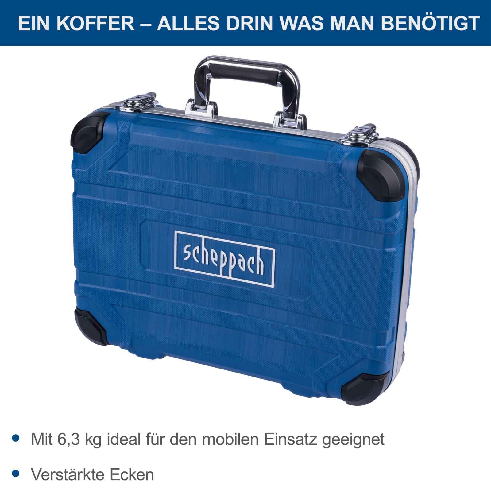 Scheppach TB173 Werkzeugkoffer gefüllt 173-tlg Werkzeug Set | Werkstattkoffer bestückt mit Abisolierzange, Schraubenschlüssel, Hammer, Schraubenzieher, Säge, Werkzeugkiste für Werkstatt und Haushalt 8
