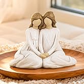 Dekismeos Seated Sister Figurine, Two Sisters Resin Sculpture for Tabletop or Gifting