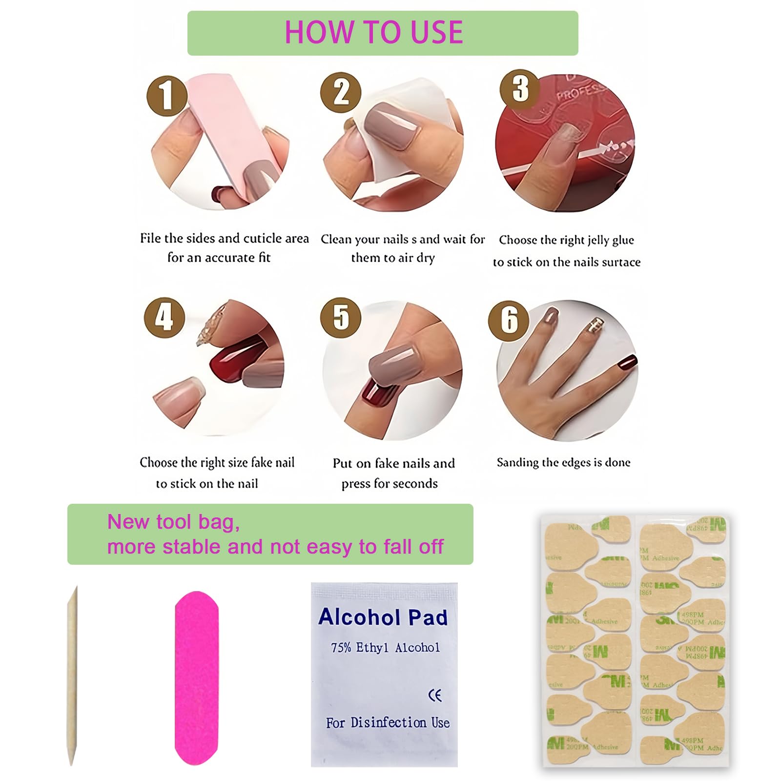 Gradient Brown Press on Nails Short Square Fall Fake Nails with Brown Glitter Designs False Nails Full Cover Nail Tips Glossy Gold Glitters Acrylic Nails for Women Girls Autumn Nail Decoration 24pcs - Image 6