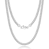 Eterjew 18k Gold Plated S925 Sterling Silver Chain Necklace for Men Women, 3.5mm, 4mm, 5mm Diamond Cut Cuban Link Chain, Sturdy & Shiny & Not Easy to Fade & Comfortable 16 18 20 22 24 26 Inch