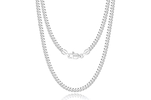 Eterjew 18k Gold Plated 925 Sterling Silver Chain Necklace for Men Women, 3.5mm, 4mm, 5mm Diamond Cut Cuban Link Chain, Sturdy & Shiny & Not Easy to Fade & Comfortable 16 18 20 22 24 26 Inches