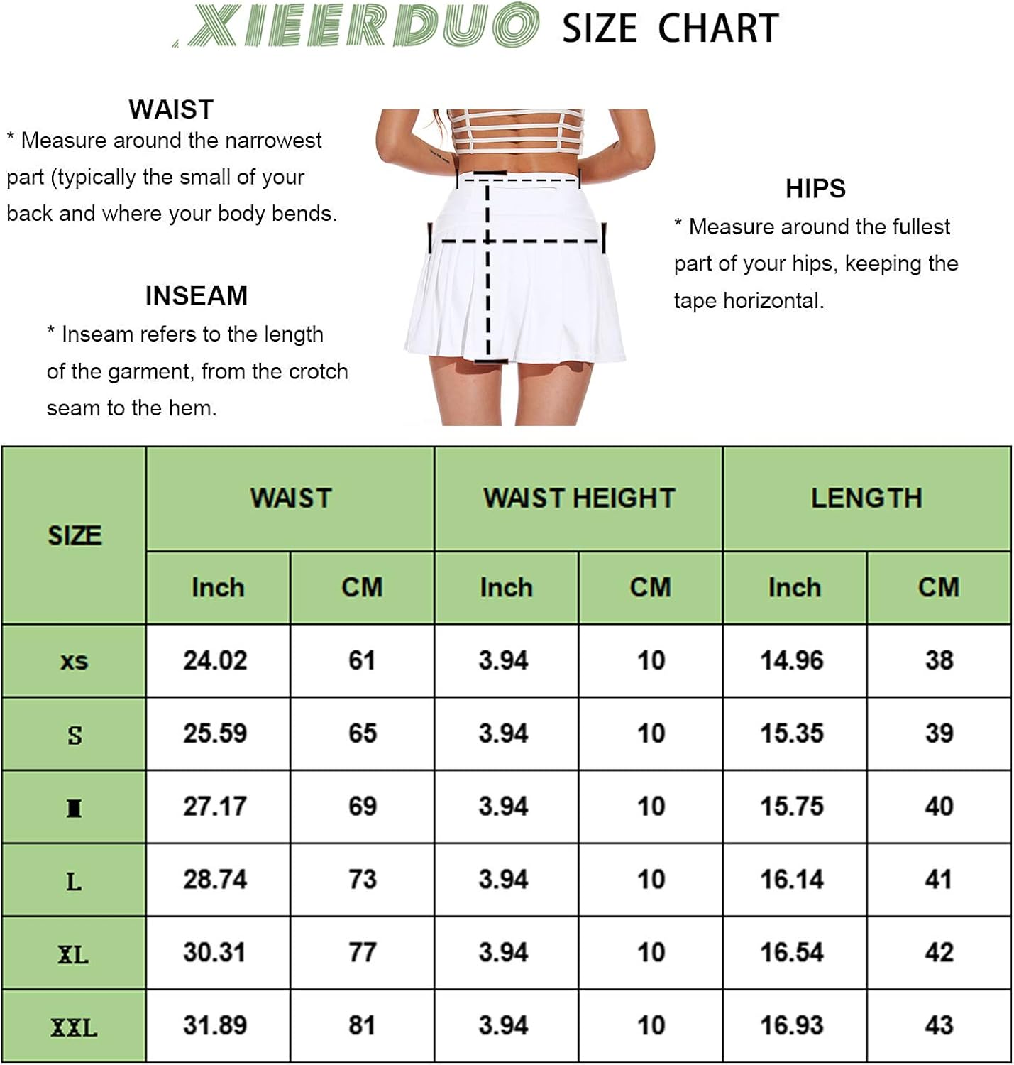 XIEERDUO Women's Athletic Tennis Golf Skirts with Shorts Pockets Acitve High Waisted Running Skorts: Clothing