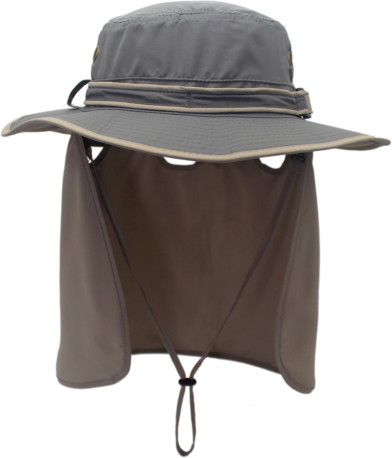 Home Prefer Unisex Quick Drying UV Protection Outdoor Sun Hat with Flap Neck Cover Foldable Fishing Cap Gray Brim: Clothing