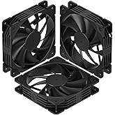 Vetroo 3 Pack Black 120mm PC Case Fans High Airflow Low-Noise High Performance Fan Speed at 1200 RPM 12V 3PIN Connector Compa