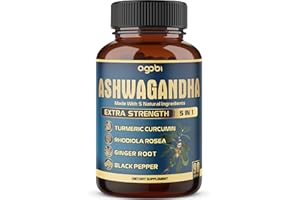 AGOBI Ashwagandha Extract Capsule - Great Strength - 5in1 Blended Ginger, Turmeric, Rhodiola Rosea & Black Pepper - 90 Capsules for 3 Months - Strength, Spirit & Immune Support