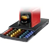 HiveNets Capsule Drawer Coffee Pod Storage Compatible for Nespresso Support Metal Holder 60 Pcs