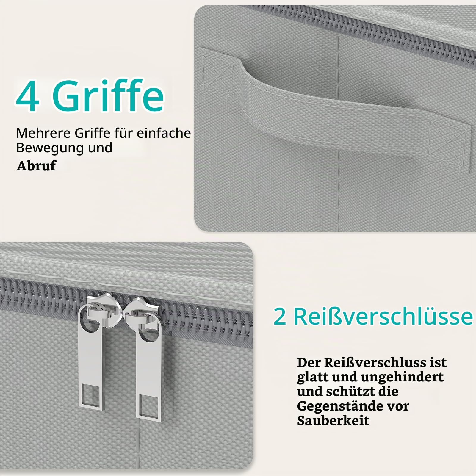 GUOHNHE Unterbett Aufbewahrungsbox mit Deckel, Grau, 60x30x15 cm, 2 Stück 5