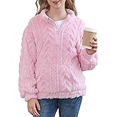 RAISEVERN Girls Sweatshirt Quarter Zipper Warm Sherpa Fleece Jacket Pullover Hoodies with Pockets 6-13 Years