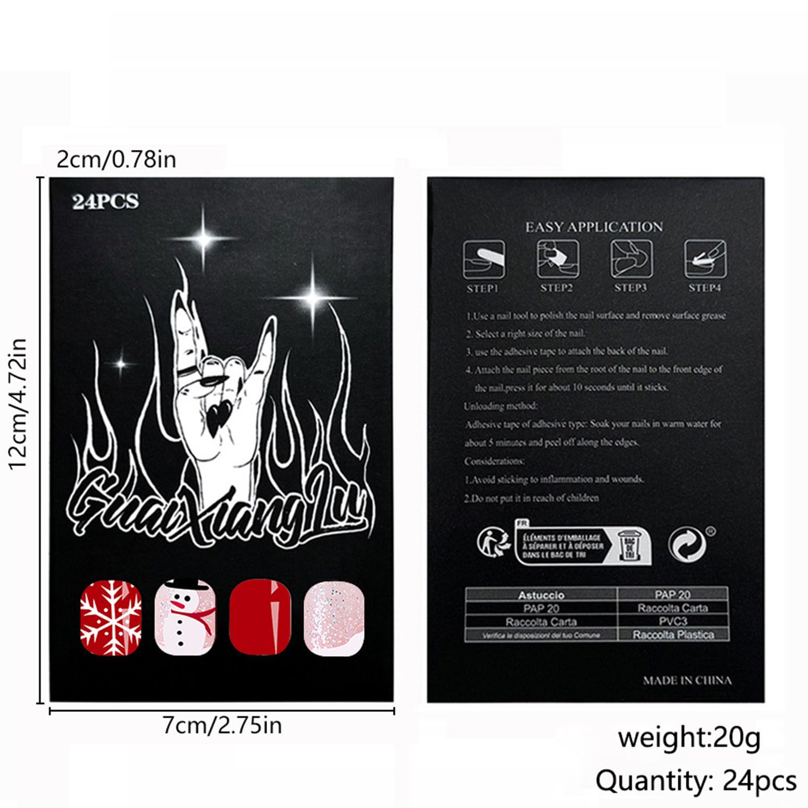 Christmas Press on Short Fake Nails With Snowman Snowflake Designs - White French Tip Glue on Xmas Glitter Sequins False Nails - Cute Acrylic Stick on for Women 24 Pcs - Image 5