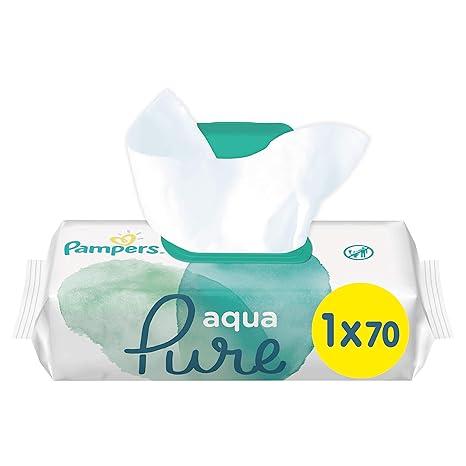 Pampers Aqua Pure Water Baby Changing Wipes, Dermatologically Tested, 70 Count