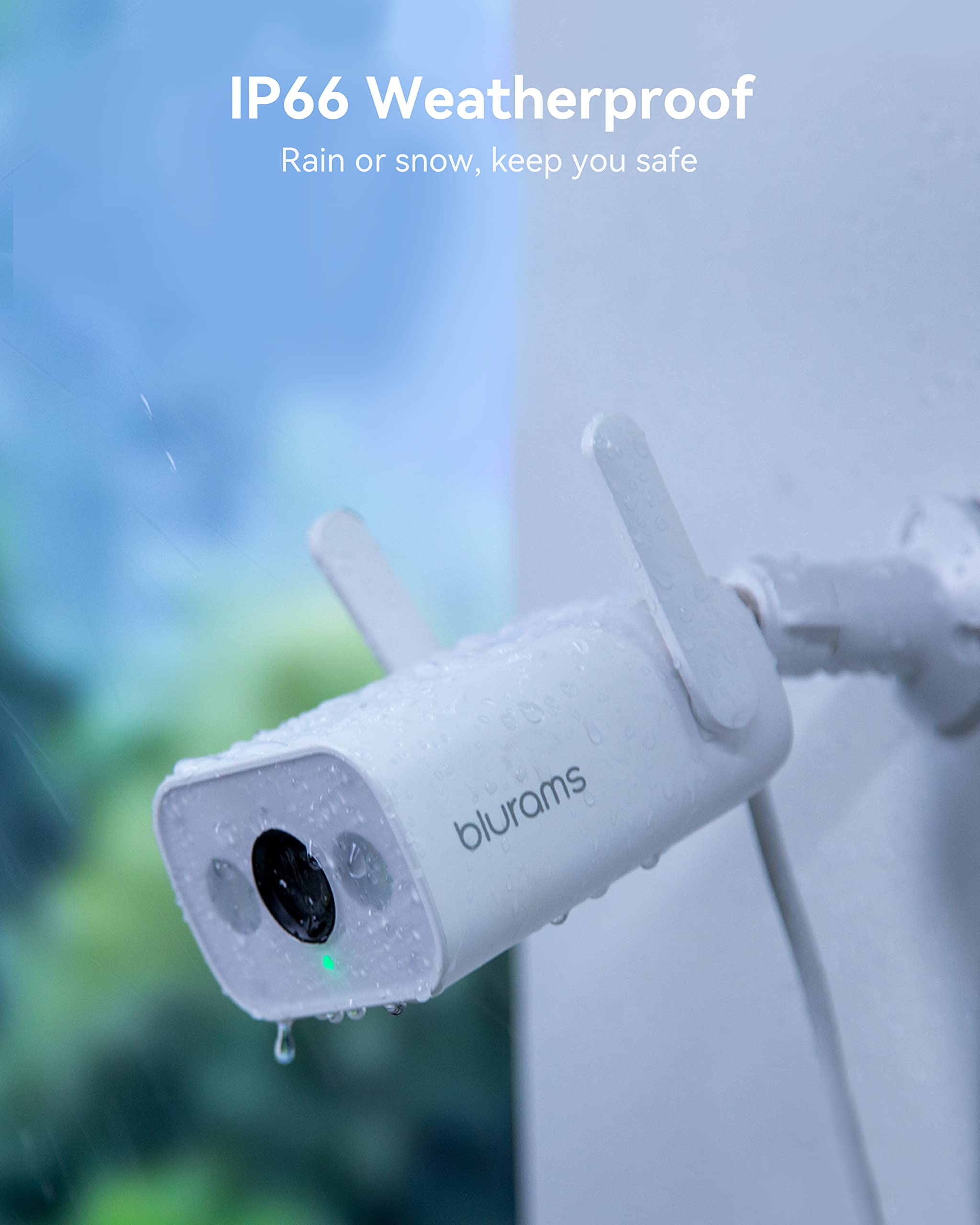 blurams Security Camera Outdoor, 3MP Outdoor Camera w/Color Night Vision, Two-Way Audio, IP66 Weatherproof and Spotlight Siren Alarm, Compatible with Alexa&Google Assistant