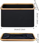 efluky Foldable 60L Laundry Basket with Bamboo Handle Black view 2