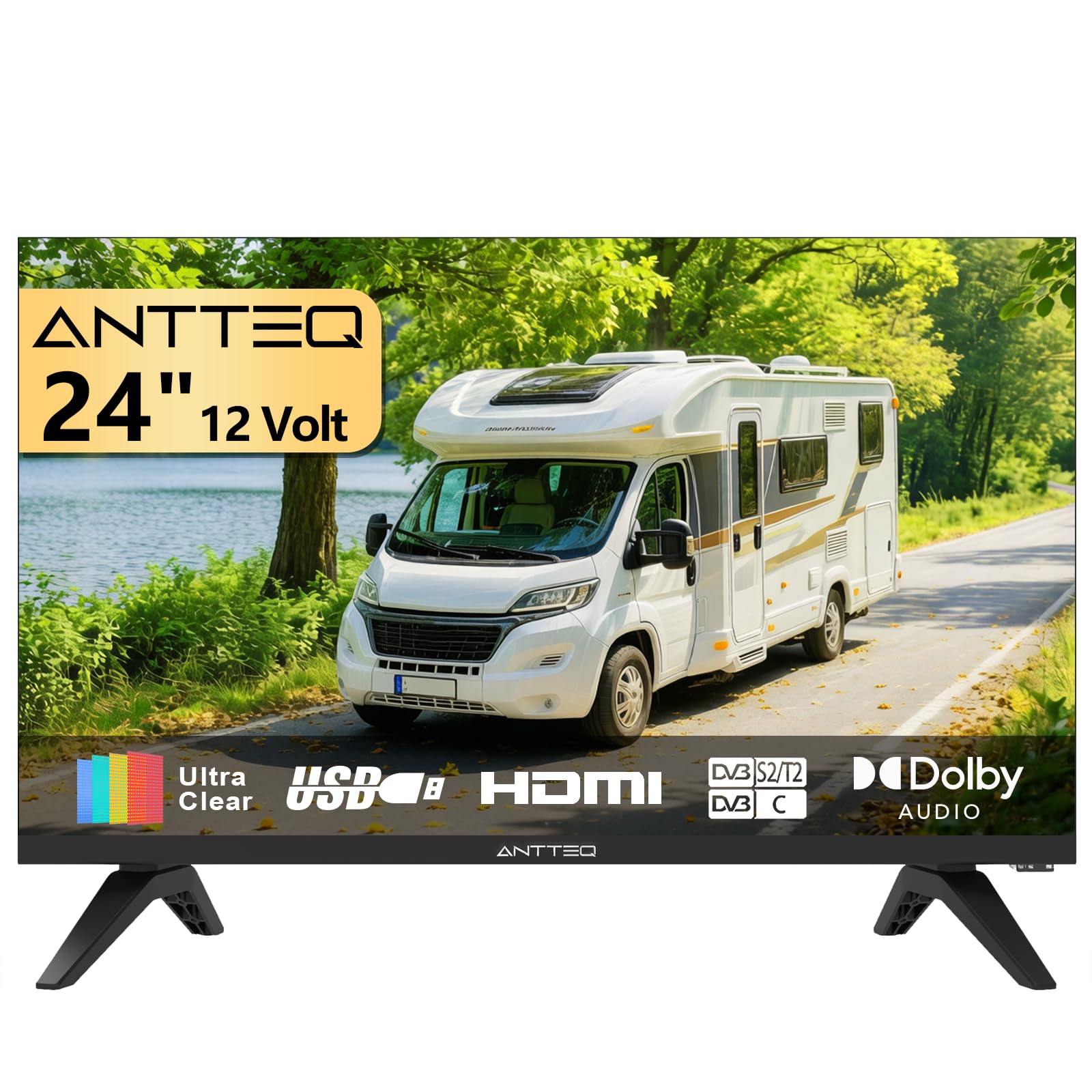 Antteq 24 inch 12 Volt HD TV, Bezel-less...