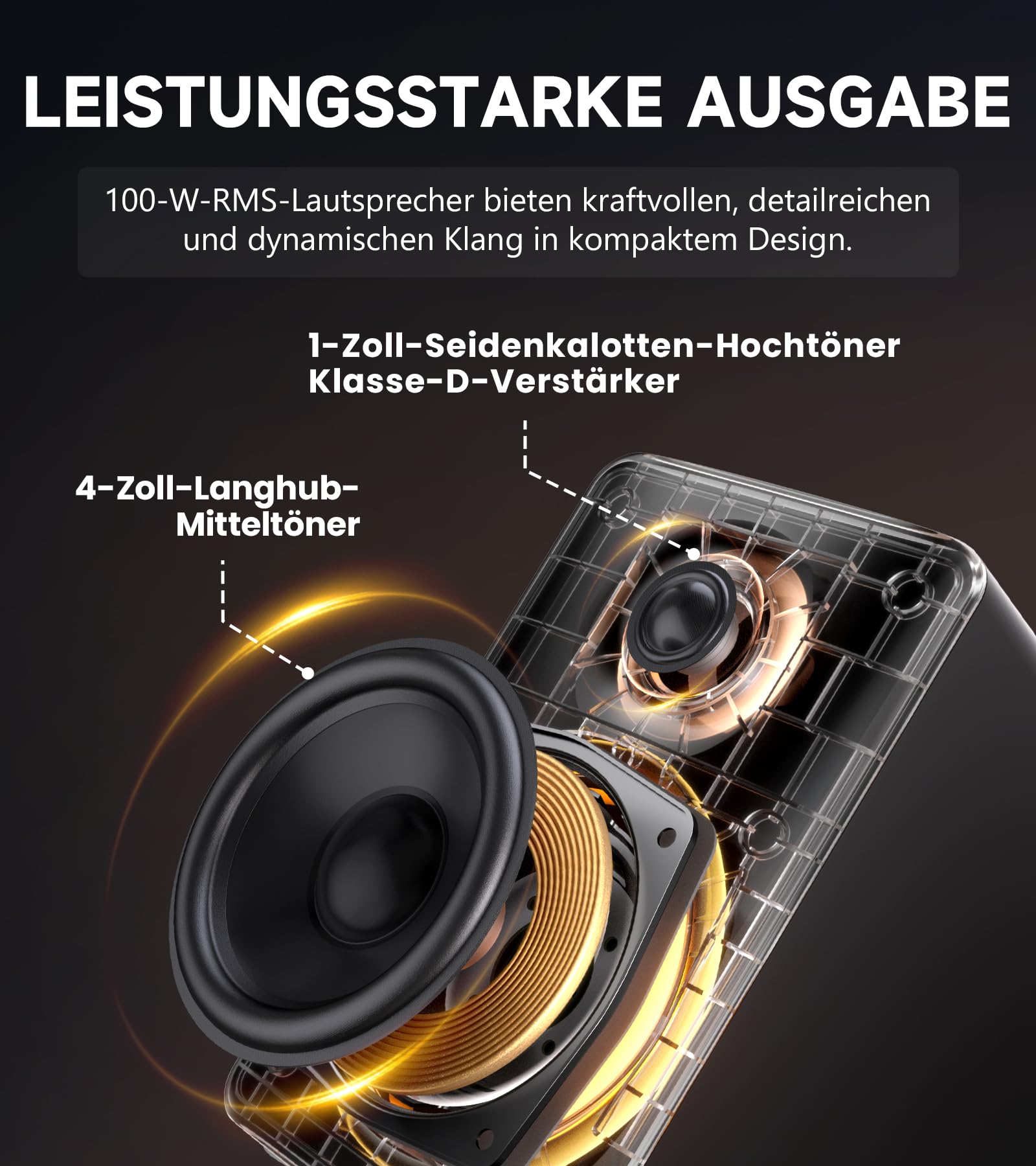 Edifier M90 Regal-Lautsprecher, 100 W RMS Desktop-Lautsprecher, Hi-Res-Audio, LDAC, Bluetooth 6.0, kompakter Lautsprecher, HDMI eARC/optischer/USB-C/AUX-Eingang, SUB Out, Aktivlautsprecher – Schwarz 3