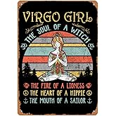 Tin Sign For New Vintage Retro Metal Sign Funny Virgo Girl The Soul of A Witch Home Bar Club Kitchen Restaurant Wall Art Decor Plaque Signs 12X8Inch