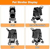 display4top Pet Travel Stroller Dog Cat Pushchair Pram 4 Wheels Black view 5