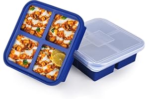 Kinggrand Kitchen 1-Cup Silicone Freezer Tray with Lid - 2 Pack - Make 8 Perfect 1-Cup Portions - Easy Release Molds for Food