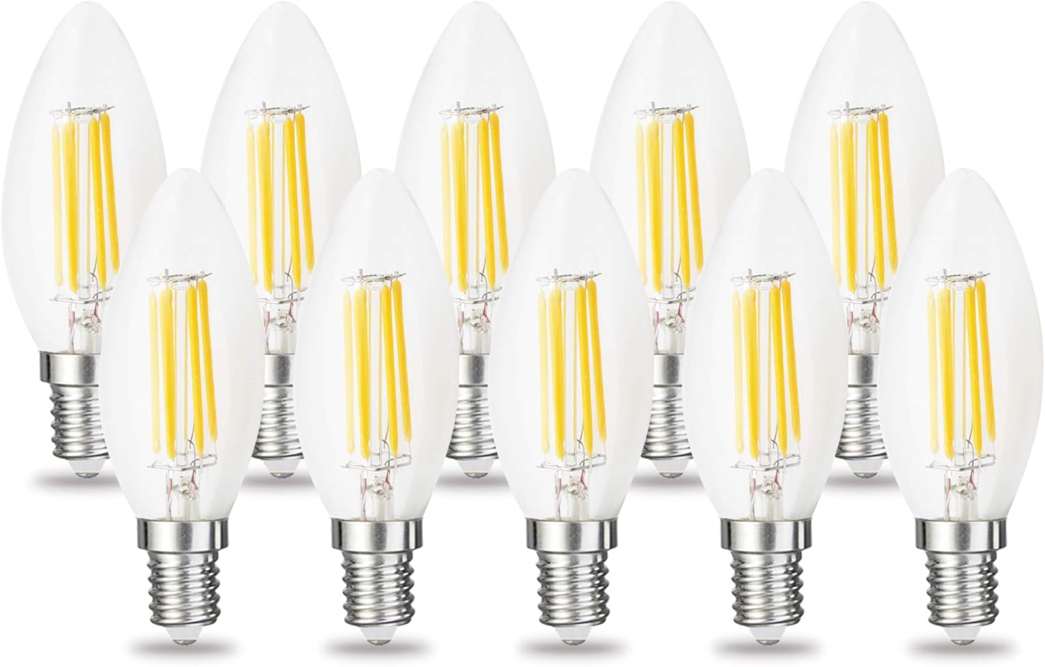RClorBulb (Pack of 10) 6W E14 Dimmable Classical Glass LED Filament Candle Bulb Warm White C35 AC 220V