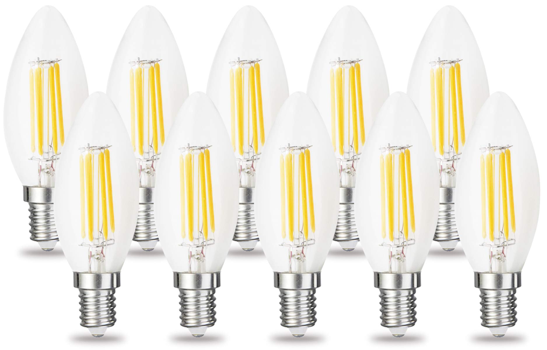 RClorBulb (Pack of 10) 6W E14 Dimmable Classical Glass LED Filament Candle Bulb Warm White C35 AC 220V