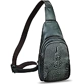 FEIGITOR Genuine Leather Silng Bag for Women and Men Real Leather Sling Backpack Chest Purse Shoulder Crossbody Bag