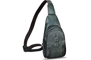 FEIGITOR Genuine Leather Silng Bag for Women and Men Real Leather Sling Backpack Chest Purse Shoulder Crossbody Bag