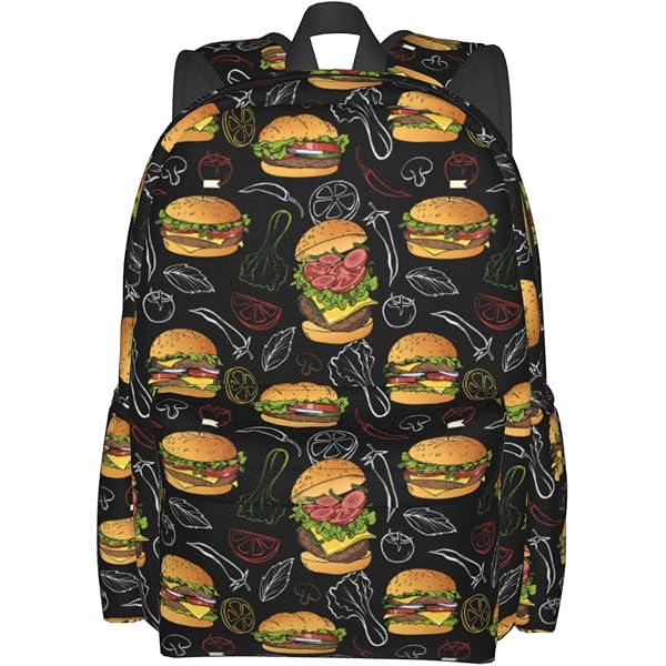 Doodle Pizza Print Backpack - Casual Daypack For Laptop, Adjustable Travel Bag For Men & Women
