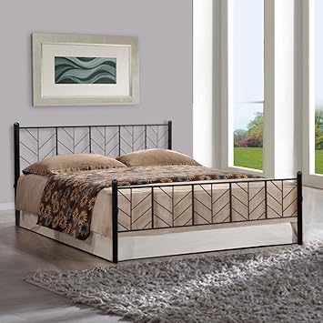 FurnitureKraft Lisbon Metal Queen Size Double Bed,Black