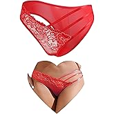 ohyeah Lace Hipster Bikini Panties for Women Cheeky Underwear Tanga Panty Cotton Crotch Undies Ladies Underwear Panties S-XXL