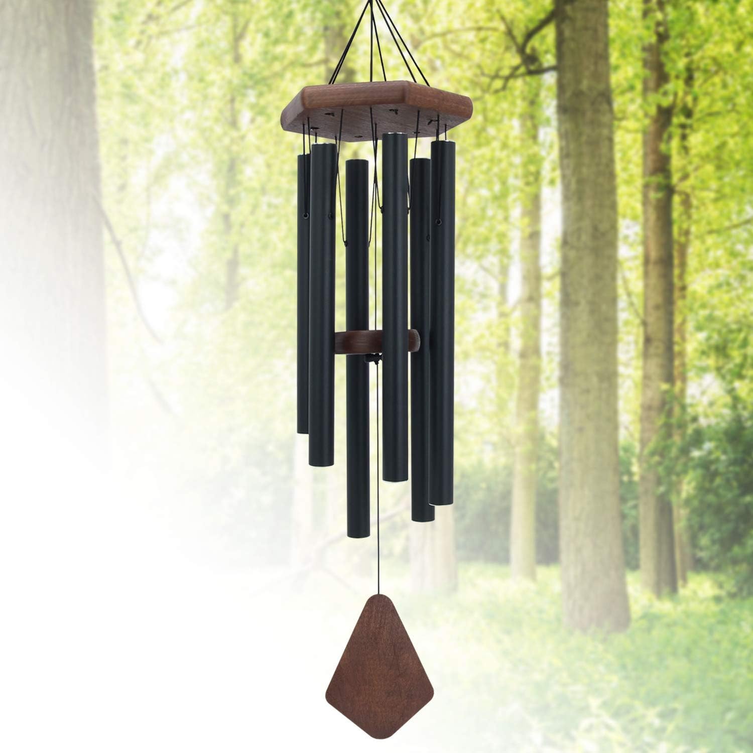 ASTARIN Memorial Wind Chimes Outdoor Large Deep Tone, 30 Inch Wind Chime Outdoor, Sympathy Wind-Chime Personalized with 6 Tuned Tubes, Elegant Chime for Garden Patio Balcony and Home Matte Black : Garden & Outdoor