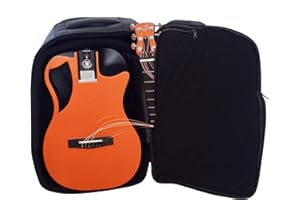 Journey Instruments Carbon Fiber Travel Guitar – OF660O1M Traveling Acoustic Guitar with Collapsible Patented System – Portable Backpack Case (Orange Top Matte)