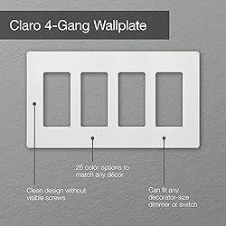 Lutron Claro Light Switch Cover Plate, 4 Gang