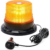 PKINGLAKE Amber Rooftop Beacon Strobe Lights w/Magnetic Base, 1-Pcs | DC 12-24V, Waterproof, Emergency Safety Mini Flashing Light Bar for Trucks Vehicles Car Forklift Tractor Golf Carts