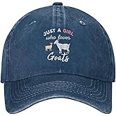 Funny Gift Hat Just A Girl Who Loves Goats Hat for Women Baseball Hats Cool Cap Navy Blue