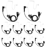 Yolipar 10 PCS CP200D RDM2070D Surveillance Earpiece Compatible with Motorola Radio CLS1410 CLS1110 CP200 GP300 GP2000 Walkie Talkie Radio with PTT Mic Tansparent Acoustic Tube Headset