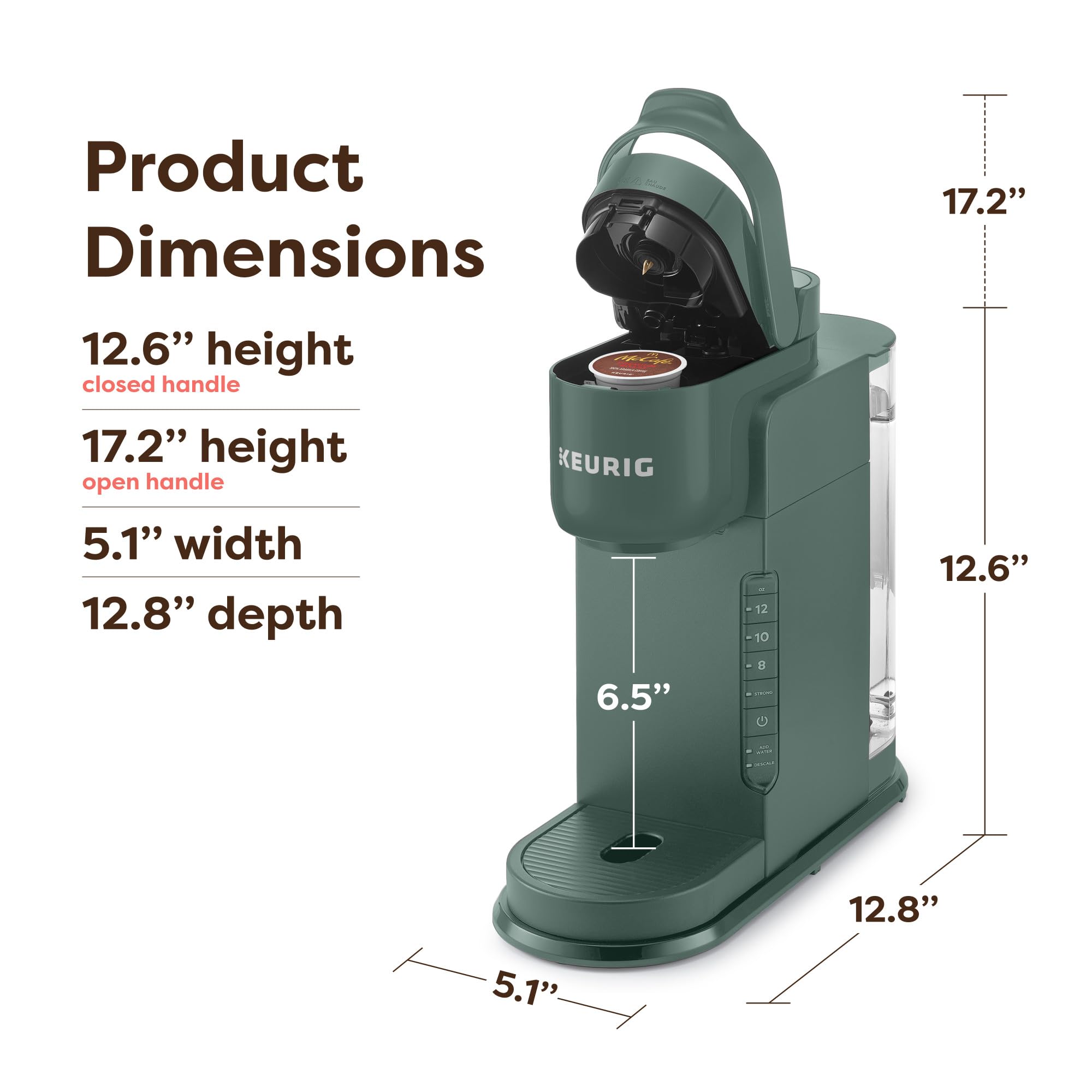 Keurig K-Express Cafetera de cápsulas K-Cup de una sola porción, 3 tamaños de preparación, función de botón fuerte, depósito extraíble de 42 oz, Evergreen