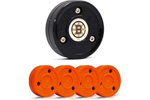 Green Biscuit Hockey Puck- 4 Pack Orange 2.0 Snipe Shooters Off Ice Hockey Pucks with 1 NHL Puck and GB Stickers- Offcial Street Hockey Pucks for Classic Training