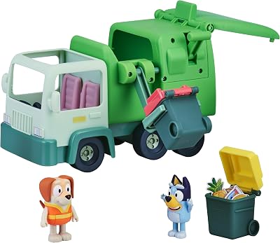 Bluey Garbage Truck Playset with Bin Man Figures and 2 Bins