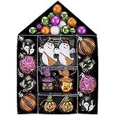 Valery Madelyn Halloween Ornaments Tree Decorations, 40ct Medium Shatterproof Ghost Cat Jack-o'-Lantern Pumpkin Hanging Ball Ornaments Set for Small Tree, Cute Holiday Party Indoor Home Decor