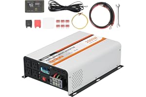 OUBOTEK 2000W Pure Sine Wave Inverter 12V DC to 120V AC Converter for Vehicles Boat Camping Outdoor Solar System, 2000 Watt Power Inverter with LCD Display, Remote Controller, USB Port, 4 AC Outlets