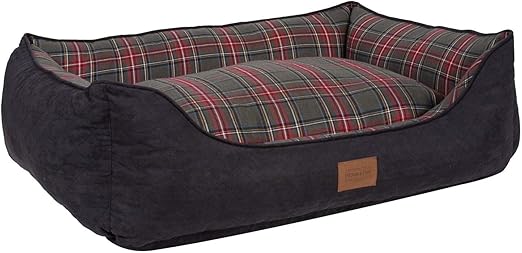 grey tartan dog bed