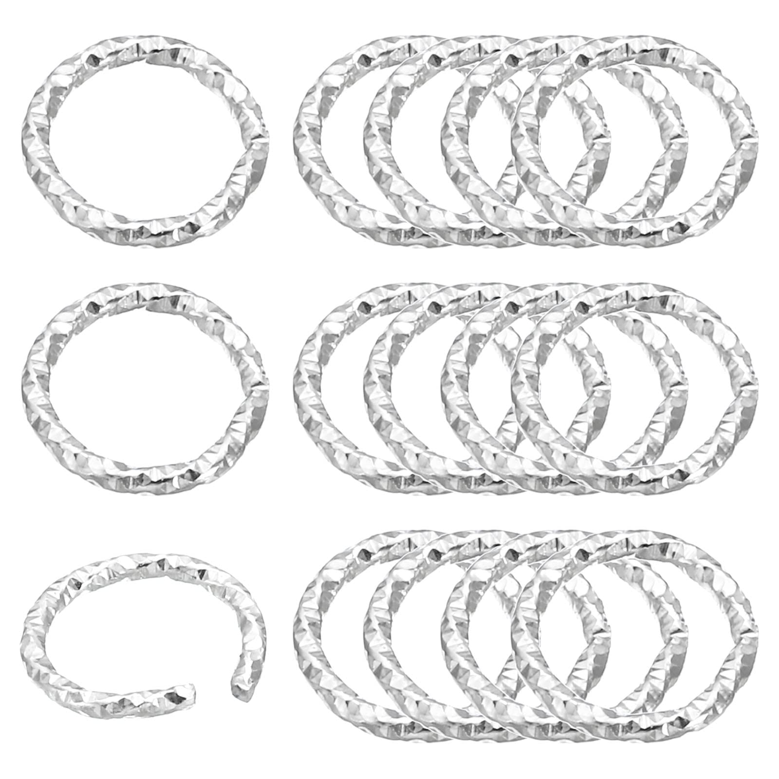 PATIKIL 1.2 x 10mm Wine Glass Charm Ring, 200 Pack Metal Earring Beading Hoop Twisted Open Jump Rings, White