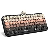 Wireless Bluetooth Keyboard for iPad/Tablet/Laptop/PC/Windows/Mac, Retro Typewriter Keyboard Colorful Round Keycaps, Cute Magnetic Bear, Multi-Device Support, 2.4GHz Cordless Connection with Shortcuts