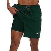 Champion Mens Swim Trunks with Compression Liner, 2 in 1 Mens Bathing Suit Shorts, 7 Inch Inseam Board Shorts for Swimming