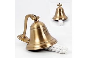 HANDCRAFTED TRADING CO. 4" Antique Brass Bell Wall Mounted Nautical Bell Ship Bell Tips Engraved